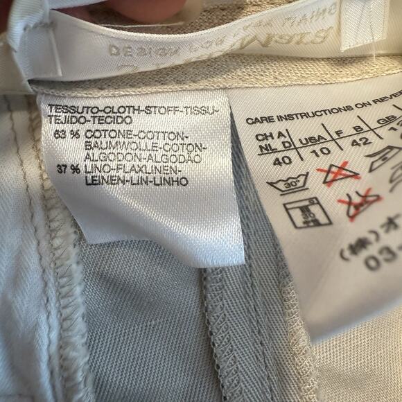 Max Mara Women's Skirt Linen Blend Khaki Knee Length Size 10 Made In Italy EUC - Picture 8 of 12